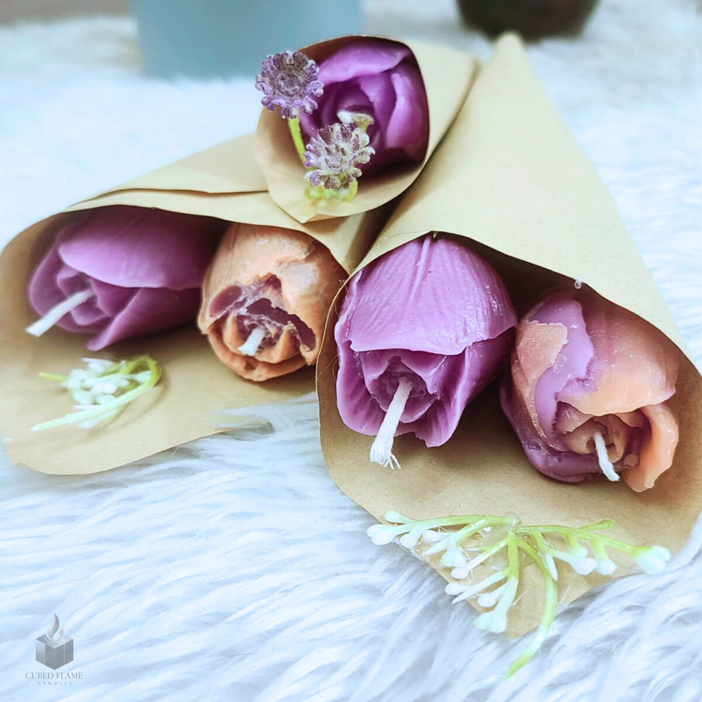 Tulip Flower bouquet Handmade Scented Candle