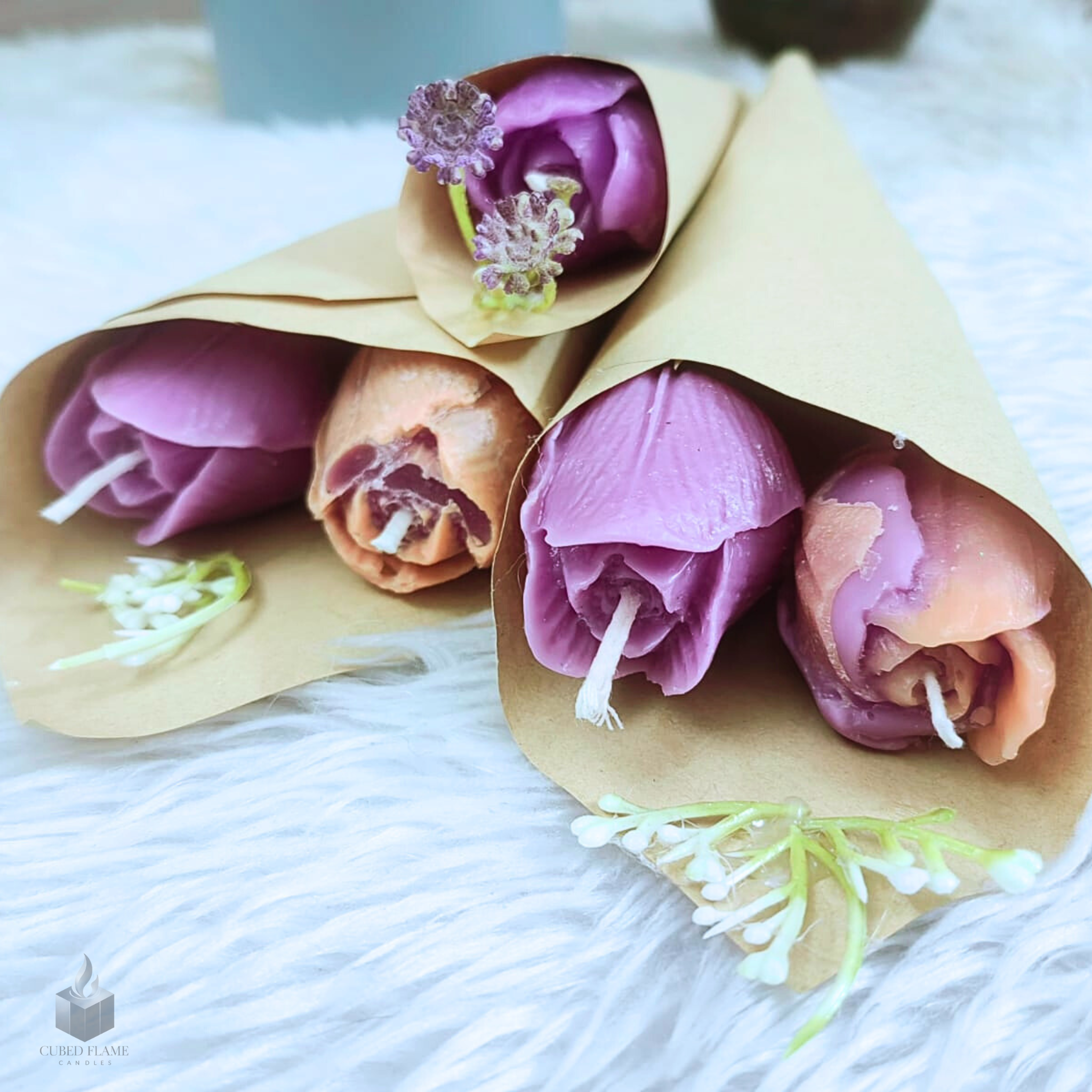 Tulip Flower bouquet Handmade Scented Candle