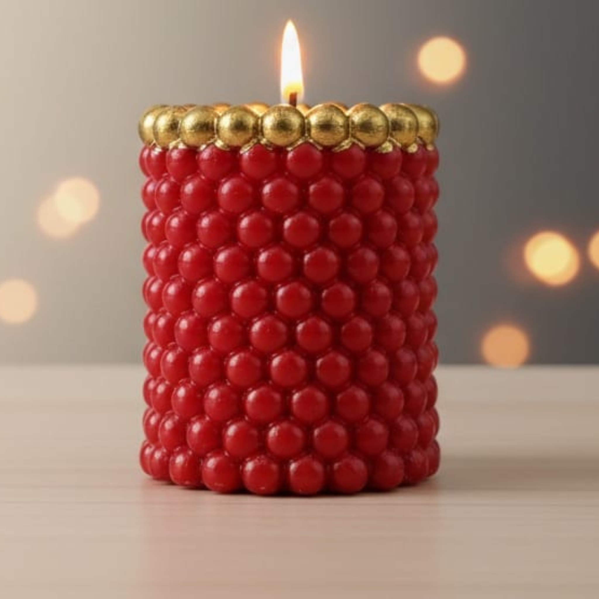 RED-GOLD Studded Handmade Scented Candle